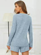 Ribbed Round Neck Top Shorts Set (8)