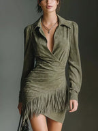 Fringed Long Sleeve Mini Dress (3)