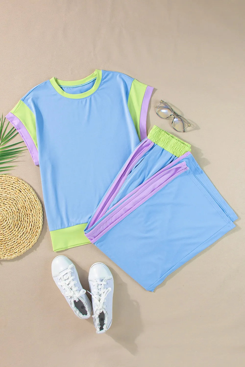 Contrast Round Neck Top Pants Set (4)