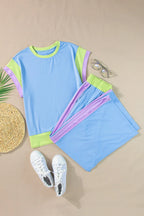 Contrast Round Neck Top Pants Set (4)