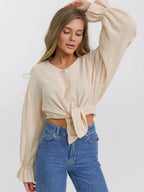 Button Up Flounce Sleeve Shirt (19)