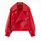 Loose Cropped Leather Jacket Motorcycle photo 3