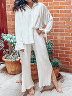 Button Up Long Sleeve Top Pants Set (25)