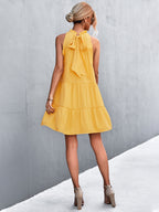 Tie Back Mock Neck Tiered Dress (2)