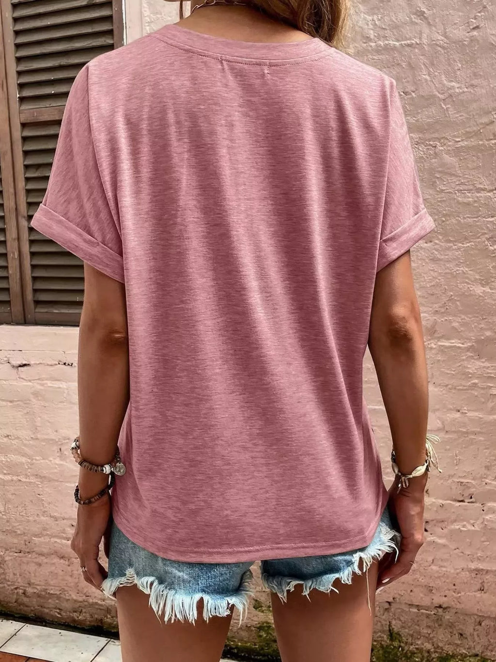 Full Size Notched T-shirt Rolled Sleeves Plus (6)
