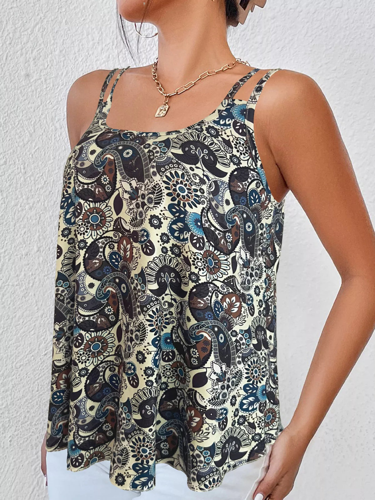 Paisley Print Round Neck Tank (4)