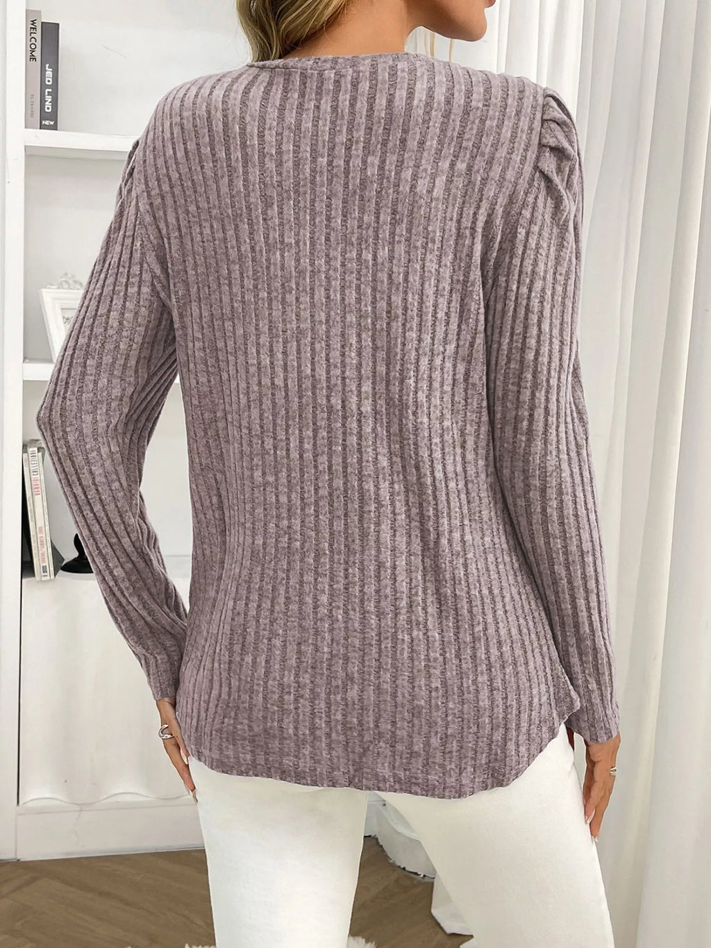 Round Neck Puff Sleeve T-shirt (15)