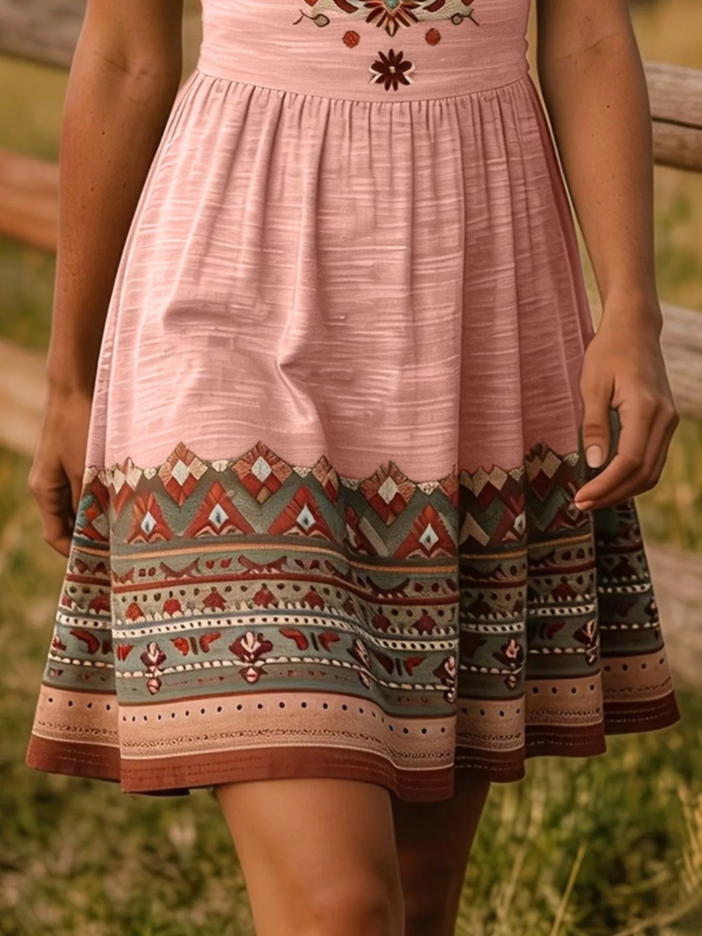 Tribal Print Sleeveless A-line Summer Dress (6)