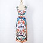 Sleeveless Midi Retro Print Dress photo 3