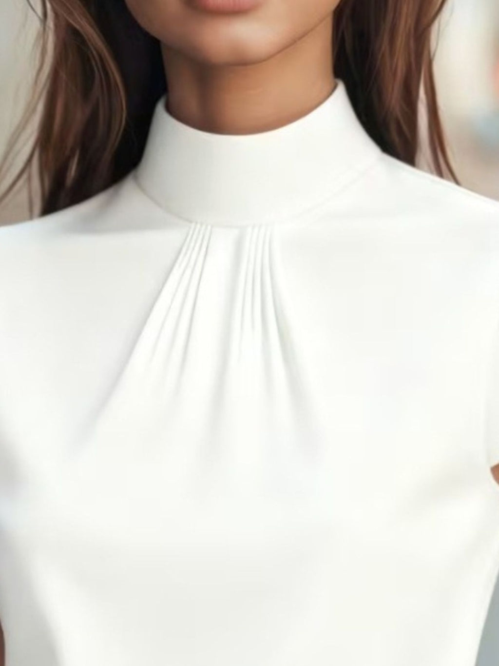 High Neck Cap Sleeve Satin Blouse (8)