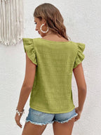 Ruffled Square Neck Cap Sleeve Blouse (27)