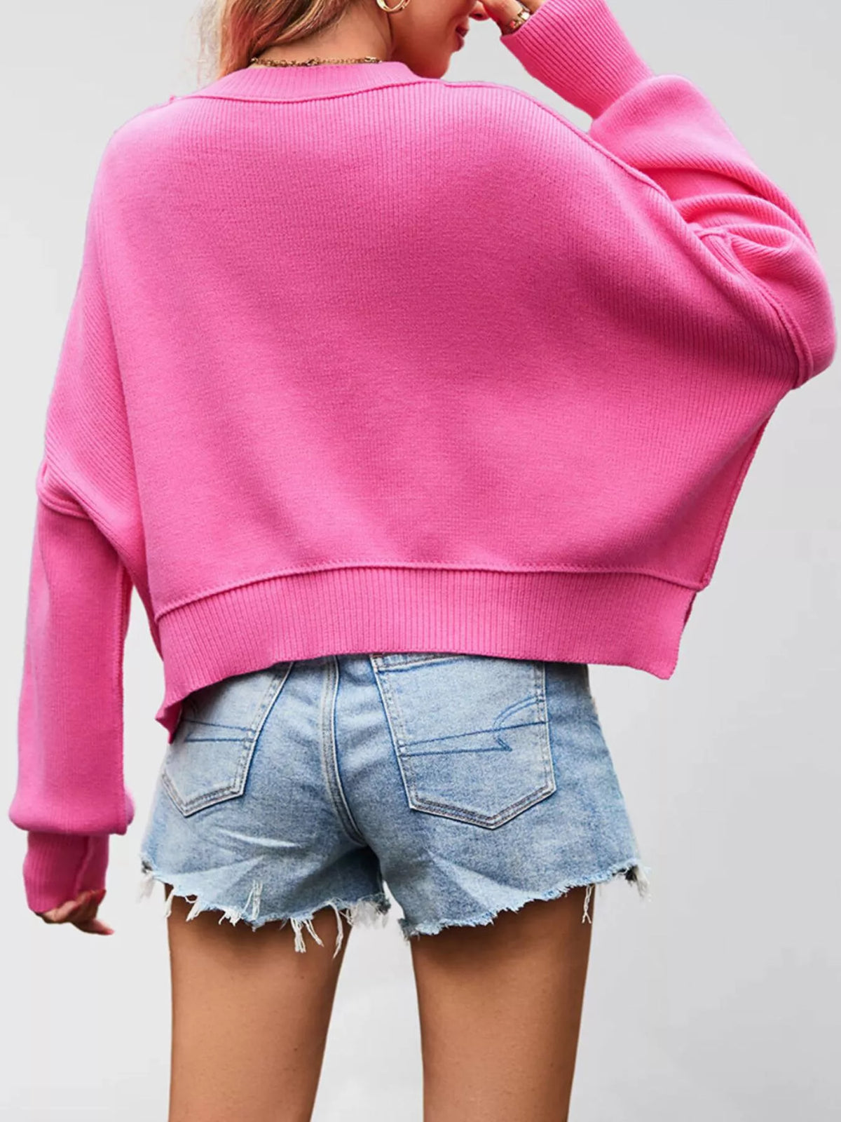 Crew Neck Dropped Shoulder Sweater (3)