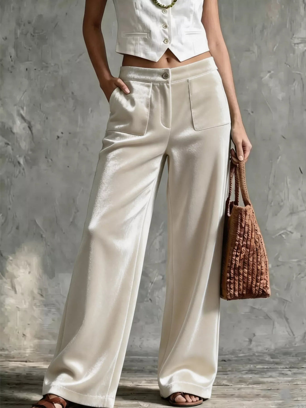 Full Size Velvet Wide-leg Pants Plus