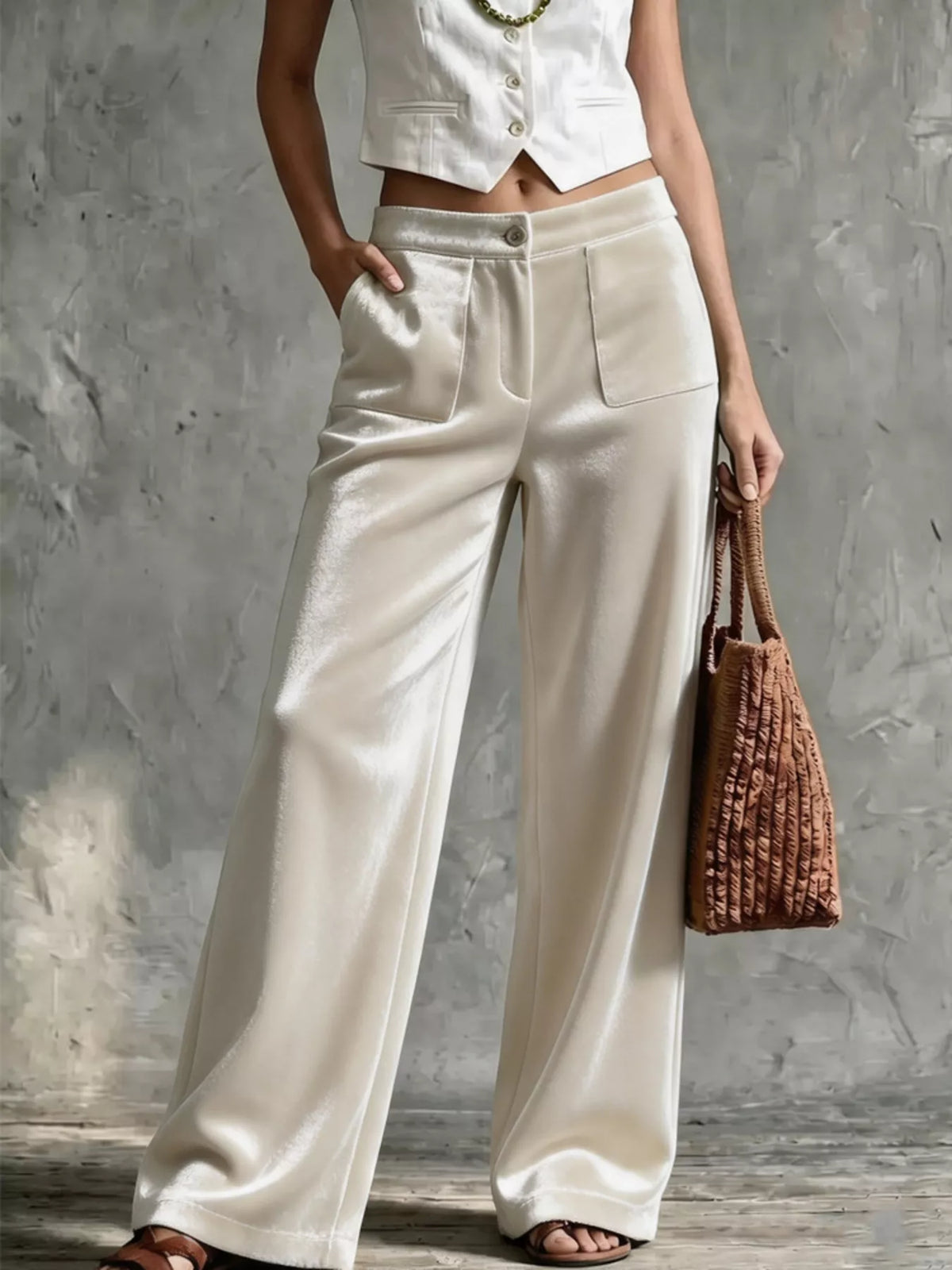 Full Size Velvet Wide-leg Pants Plus
