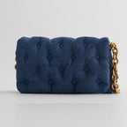 Blue Oversized Denim Quilted Shoulder Bag photo 5