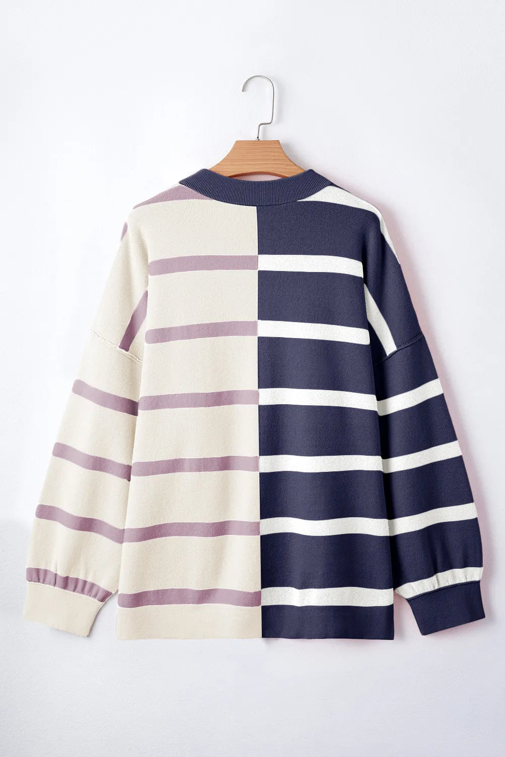 Striped Round Neck Long Sleeve Knit Top (17)