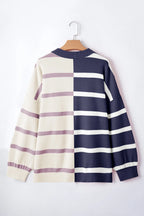 Striped Round Neck Long Sleeve Knit Top (17)