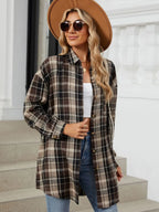 Plaid Collared Neck Long Sleeve Shirt (9)