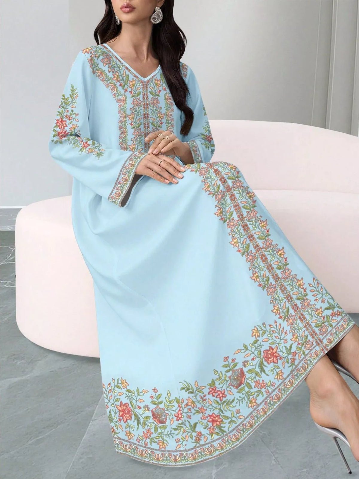Floral Long Sleeve Maxi Dress (9)
