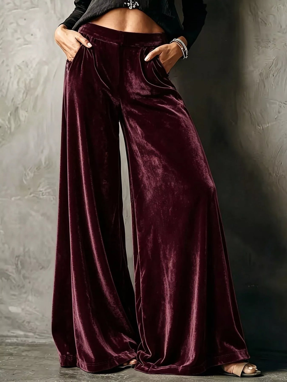 Full Size High-waisted Wide-leg Velvet Pants Plus (6)