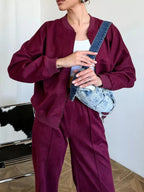 Zip Up Sweatshirt Wide-leg Pants Set (19)
