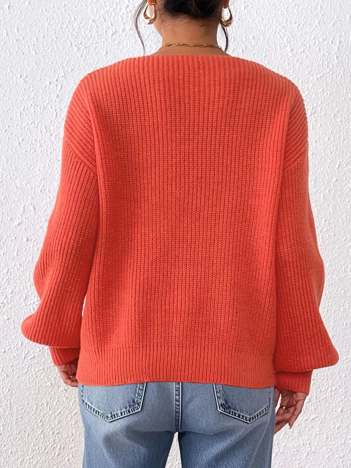 Floral Applique V-neck Sweater (6)