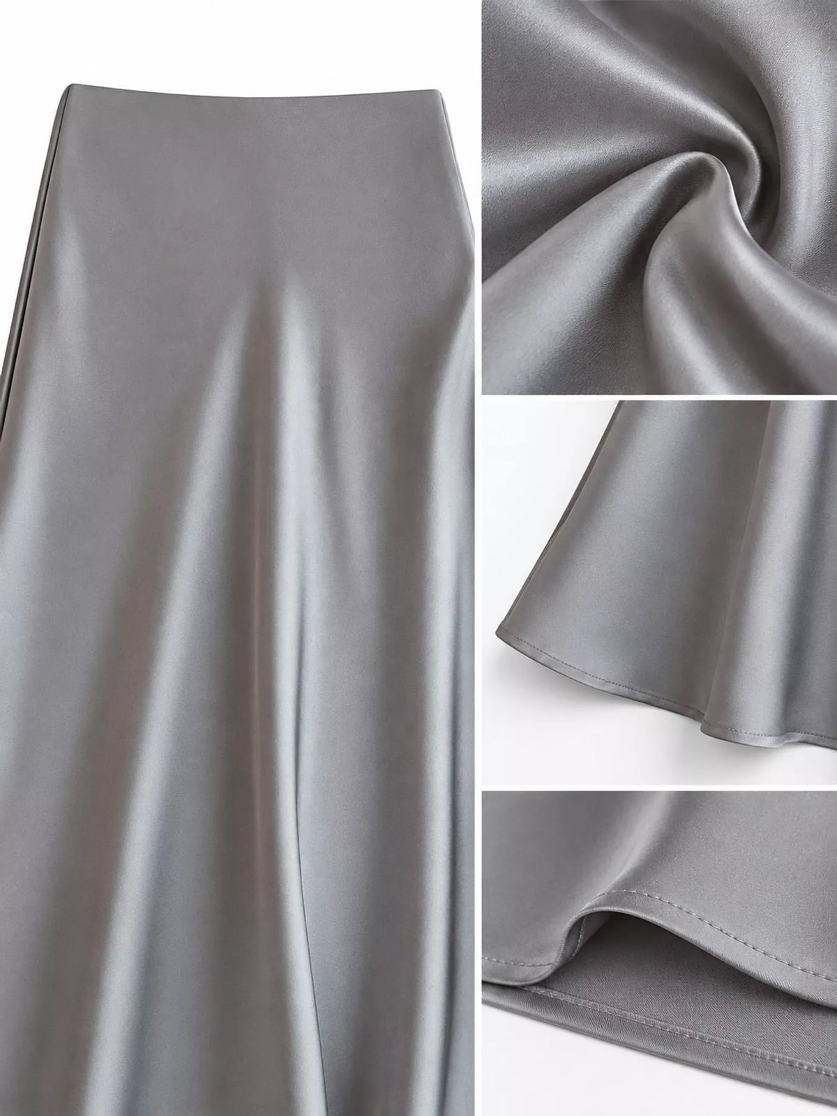 Full Size High-waisted Satin Midi Skirt Plus (33)