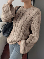 Cable Knit Round Neck Sweater (5)