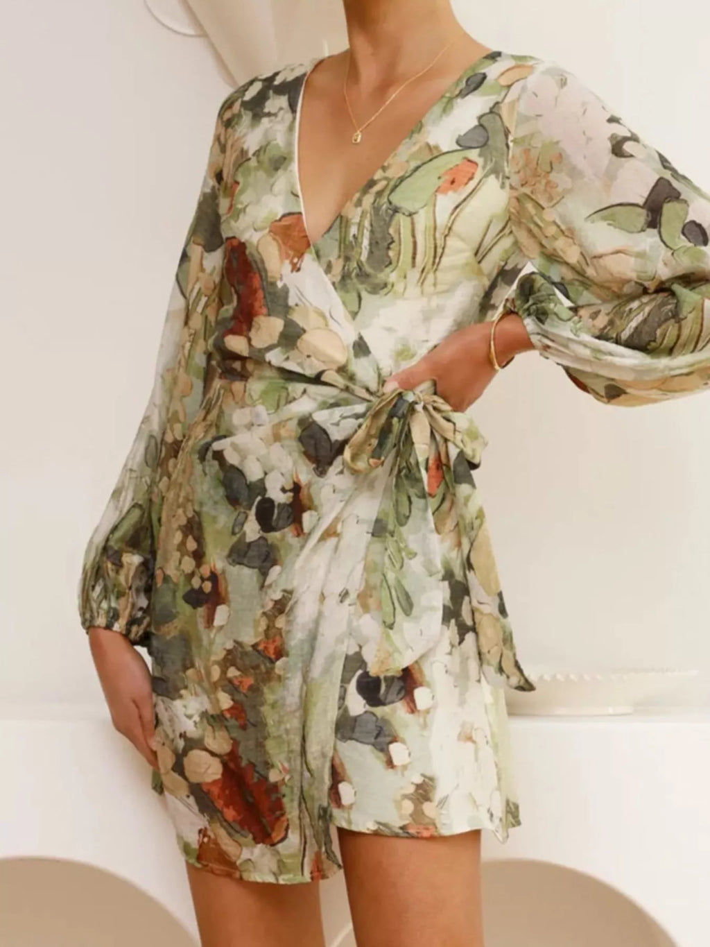 Surplice Long Sleeve Tie Waist Dress (13)