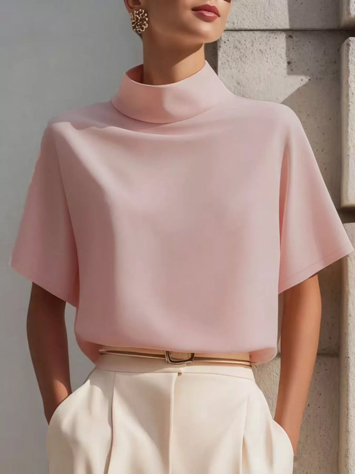 Mock Neck Short Sleeve T-shirt