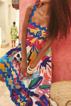 Printed Square Neck Wide Strap Dress (6)