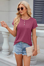 Round Neck Rolled Short Sleeve T-shirt (26)