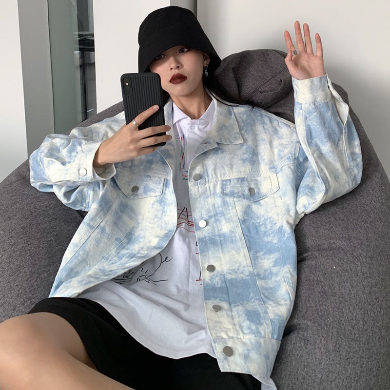 Tie-dye Denim Jacket Peplum Loose photo 5