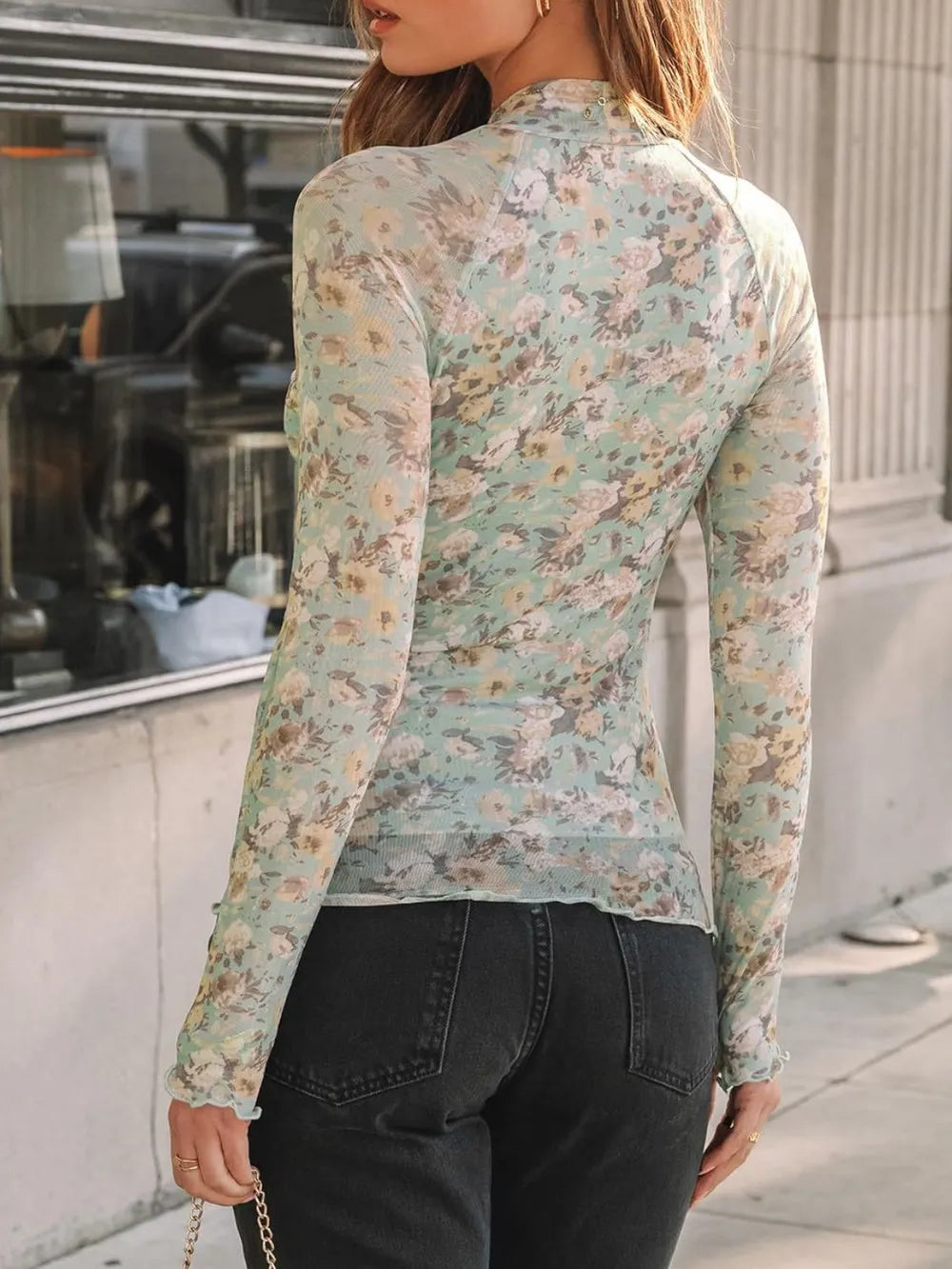 Floral Mock Neck Long Sleeve T-shirt (28)