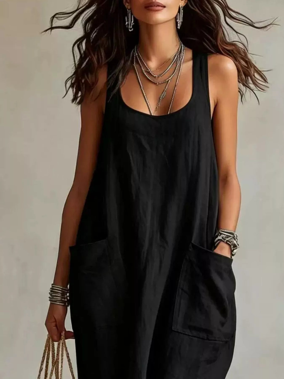 Scoop Neck Sleeveless Maxi Dress Pockets (7)