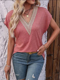 Heathered V-neck Short Sleeve T-shirt