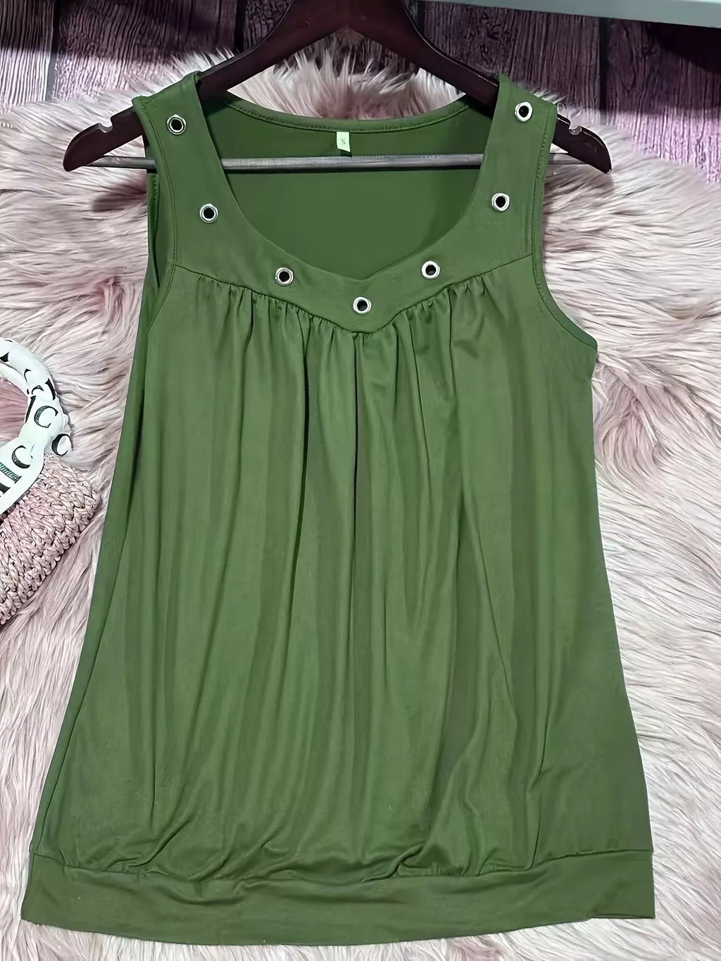 Eyelet Detail Ruched Tank (10)