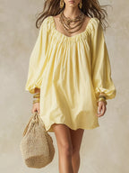 Flowy Balloon Sleeve Mini Dress