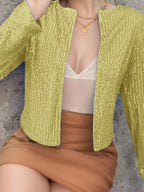 Full Size Sequin Open Front Cropped Jacket (28)