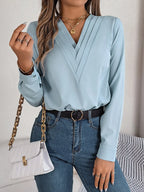 V-neck Long Sleeve Blouse (7)