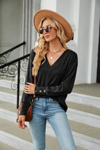 V-neck Long Sleeve T-shirt (8)