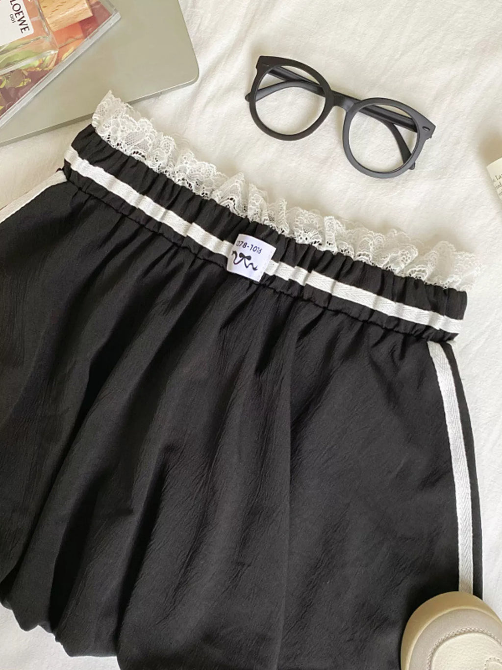 Lace Trim Elastic Waist Mini Skirt (7)