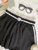 Lace Trim Elastic Waist Mini Skirt (7)