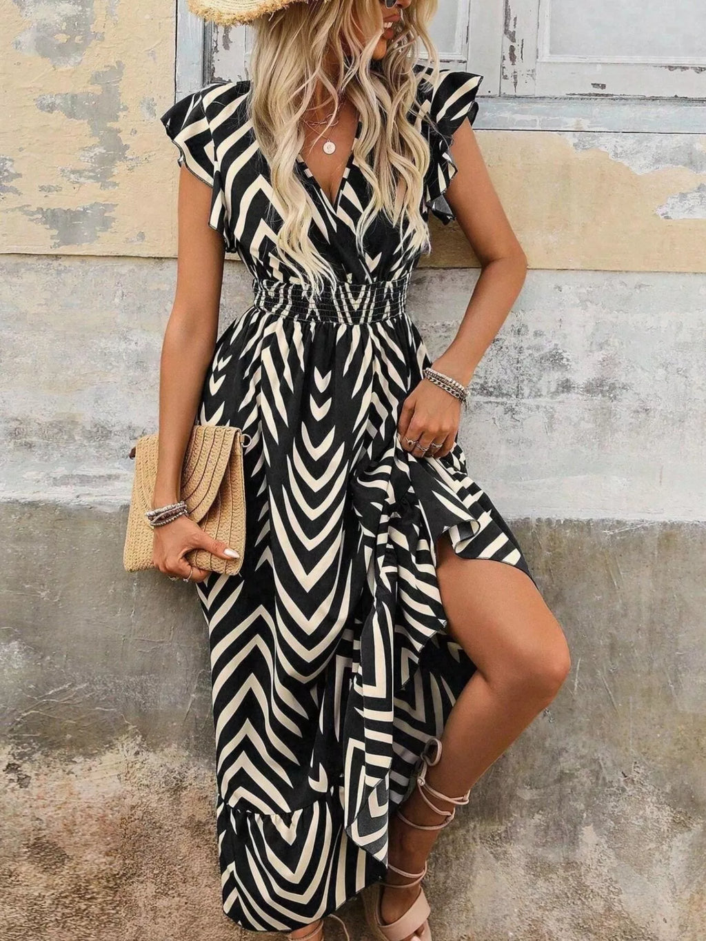 Ruffled Cap Sleeve Midi Dress (3)