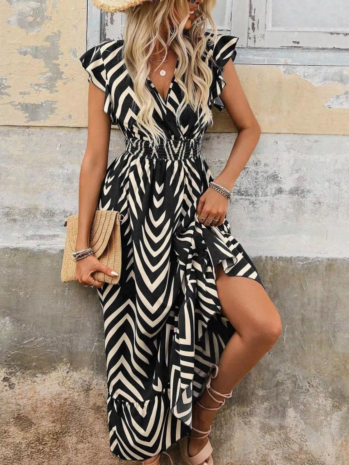 Ruffled Cap Sleeve Midi Dress (3)