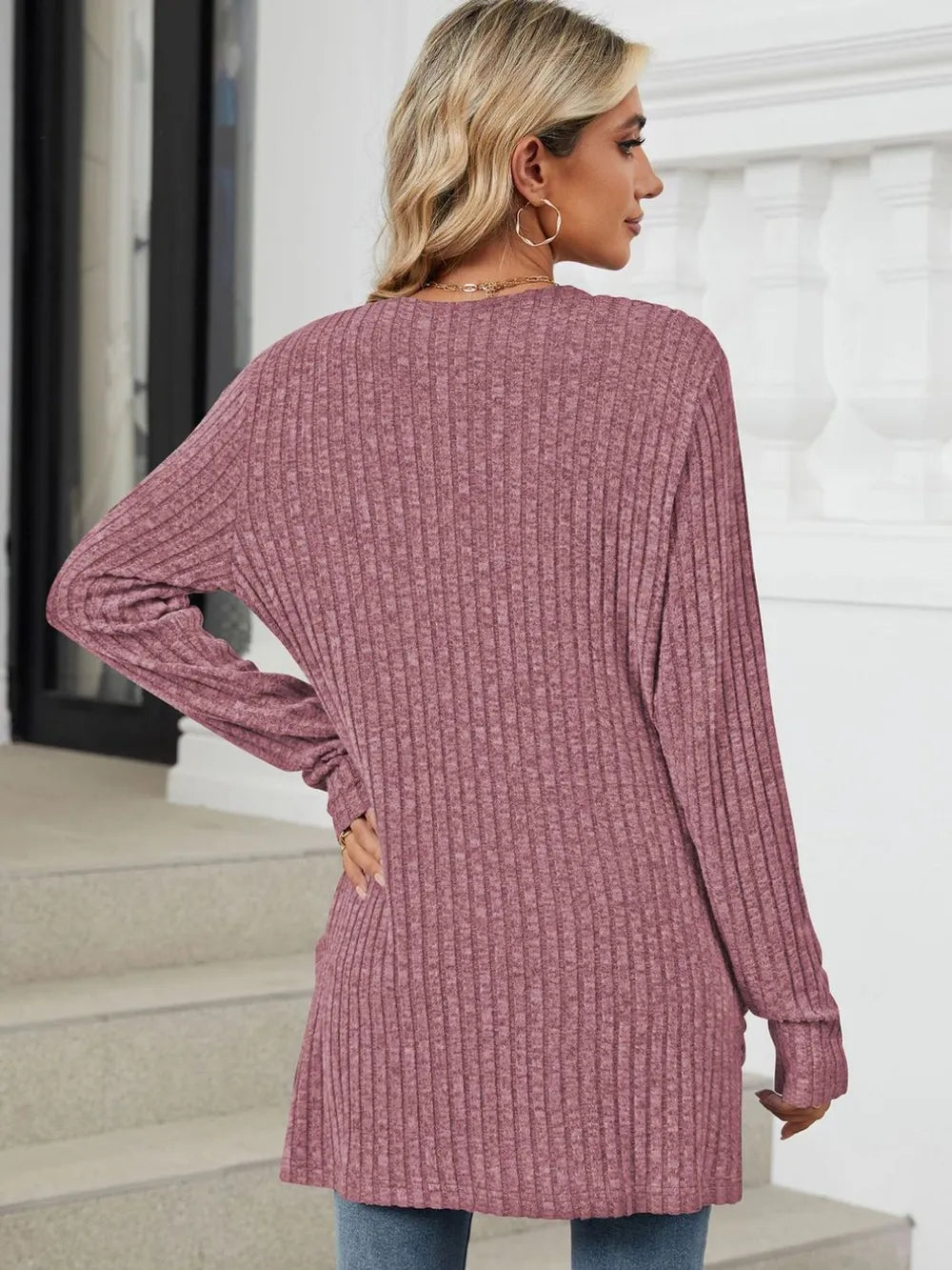 Pocketed Open Front Long Sleeve Cardigan (27)
