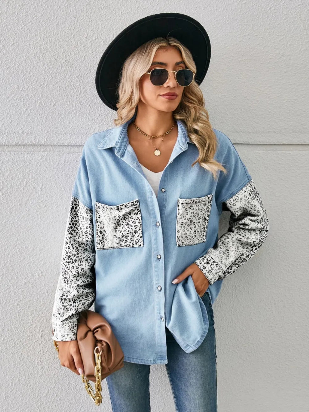 Leopard Button Up Denim Jacket (5)