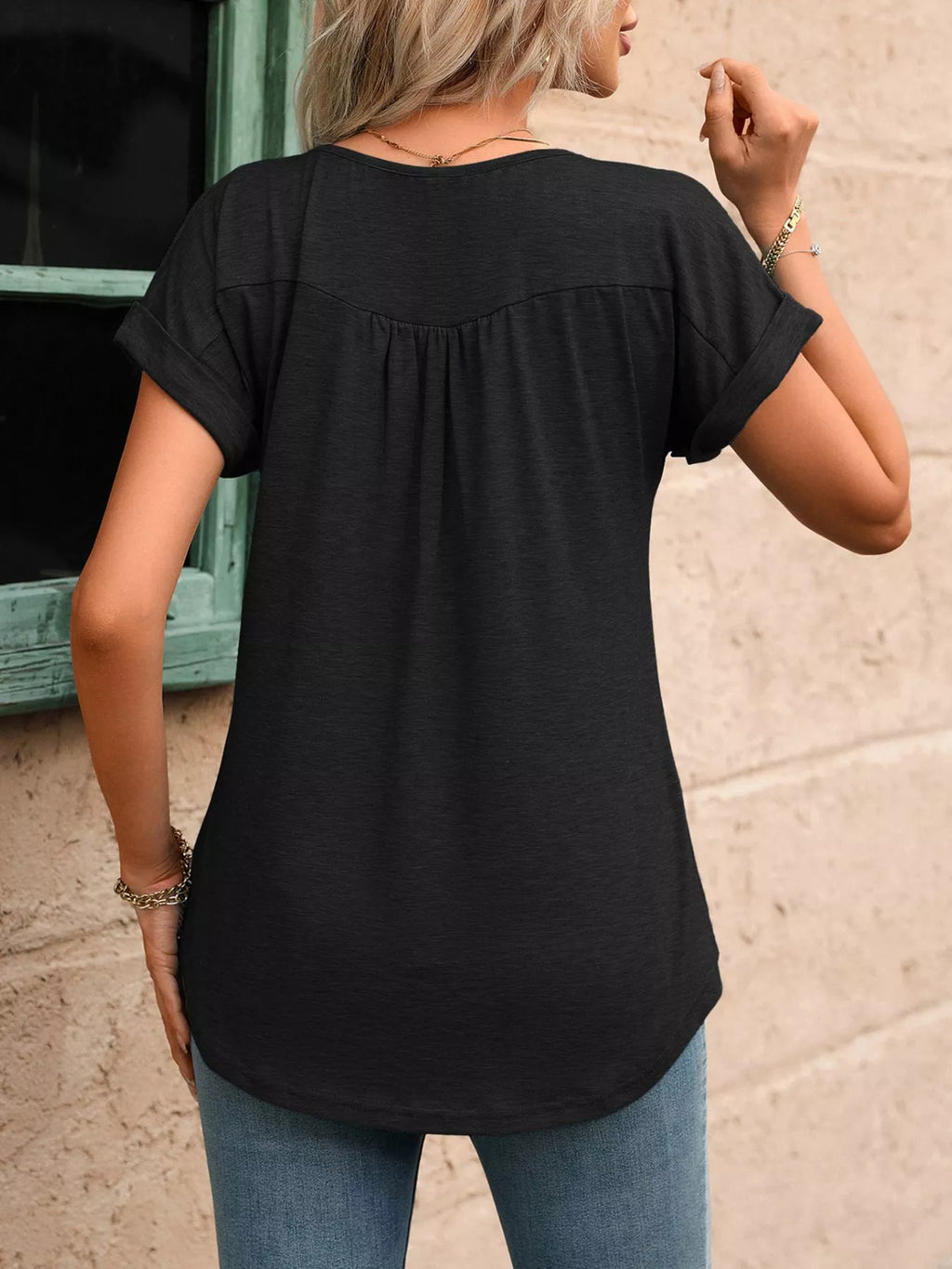 Casual Button Detail Henley T-shirt (6)