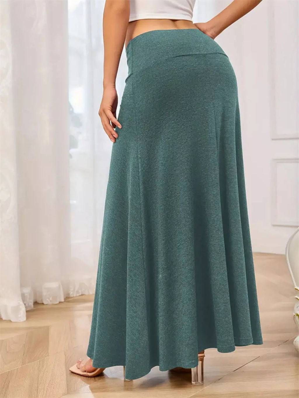 Flowy Maxi Skirt Wide Waistband (17)
