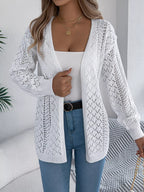 Openwork Open-front Long Sleeve Cardigan (15)
